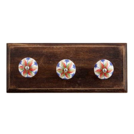 Red Star Ceramic Wooden Hooks